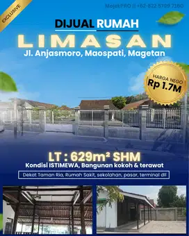 DIJUAL RUMAH LIMASAN KONDISI ISTIMEWA DI DEPAN TAMAN RIA MAOSPATI