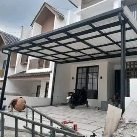 Kanopi atap alderon double layer rangka besi holo galvanis