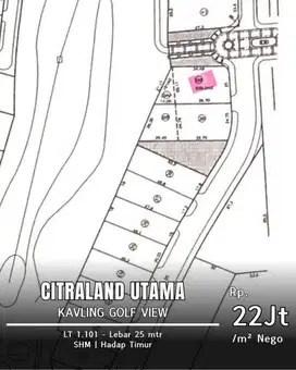 22JT/M2! DIJUAL KAVLING TANAH GOLF VIEW CITRALAND BGI CC