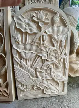 Batu Alam Relief Angsa Teratai