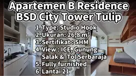 Apartemen B Resident, BSD City. Tower Tulip Lt 21【Studio Hook 26,8 m2】
