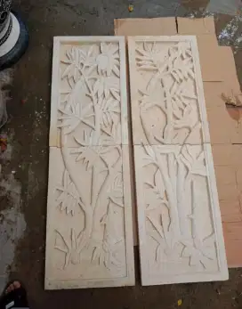 Batu Alam Paras Ukir Relief Bambu