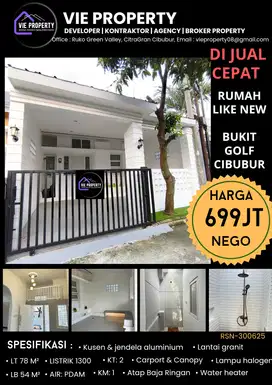 MURAH!! RUMAH BARU RENOV LIKE NEW DIJUAL MURAH DI BUKIT GOLF CIBUBUR
