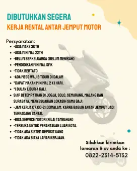 Lowongan antar jemput rental motor
