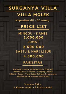 Villa molek puncak bogor dgn view pegunungan & udara ny yg dingin
