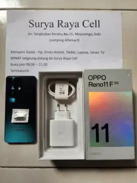 OPPO Reno 11F 5G ram 8/256Gb Lengkap Mulus 100% like New FullSet ORI.