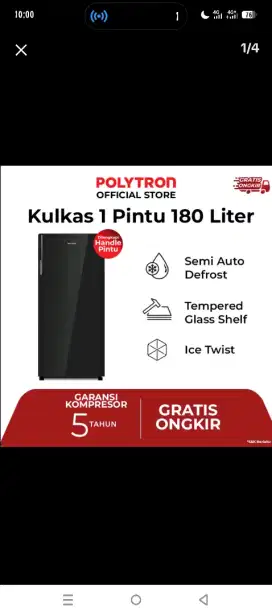 Jual kulkas 1 pintu polyton
