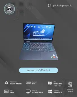 LOQ 15IAPH9 Ryzen 5-7460HS RAM 16GB SSD 512GB NVIDIA RTX 3050 6GB
