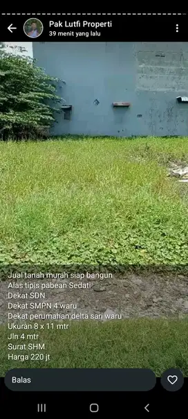 Tanah luas 88 m2 harga 220 juta di Pabean, Sedati, Sidoarjo