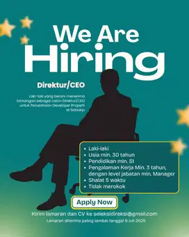 LOWONGAN KERJA DIREKTUR/CEO