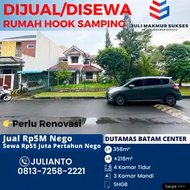 Disewa Rumah Hook Samping 2 Lantai di Dutamas Batam Center