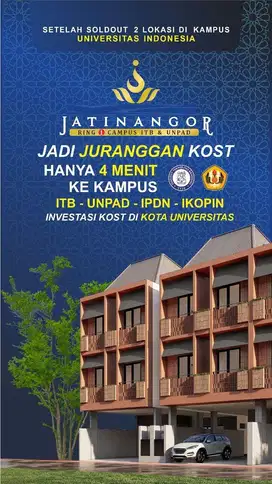 Kosan 3 Lantai di Pusat Pendidikan Terbesar di Indonesia Jatinangor