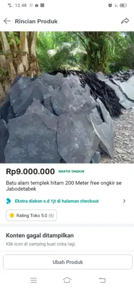Batu Alam Templek Hitam 200meter free Ongkir