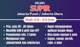 Lowongan Kerja: Supir daerah Jakarta Pusat / Jakarta Utara