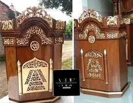 Jual mimbar masjid atau mushola wajik kayu jati solid