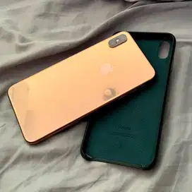 iPhone Xs Max 256GB Gold original sim card aman + apple leather case