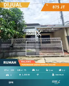 Rumah Cantik Nyaman Aman di Graha Kartika Sulfat Blimbing Malang