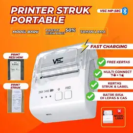 printer struk thermal bluetooth VSC 57M 58mm fast charging white
