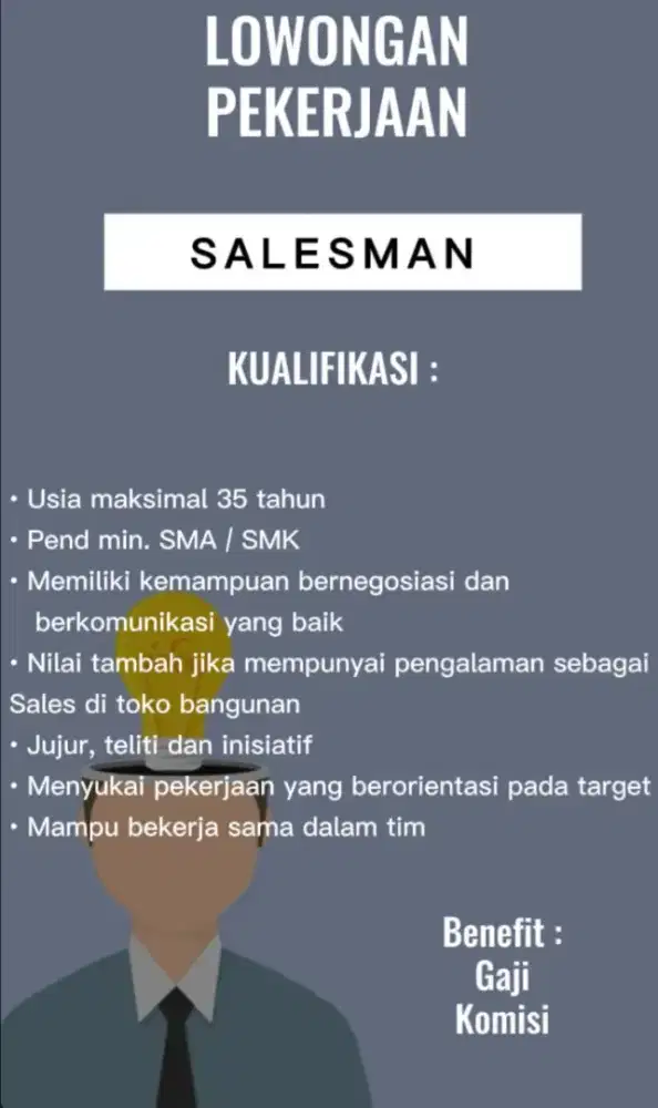 Lowongan pekerjaan salesman