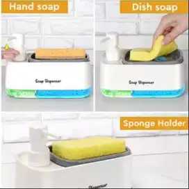 tempat sabun cuci tangan dan piring 2 in 1 bonus spons kuning black