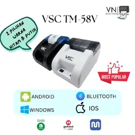 Printer struk bluetooth thermal VSC 58Bt Usb 58mm warna putih