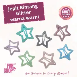 Jepit bintang warna-warni shimmer sparkle Glitter