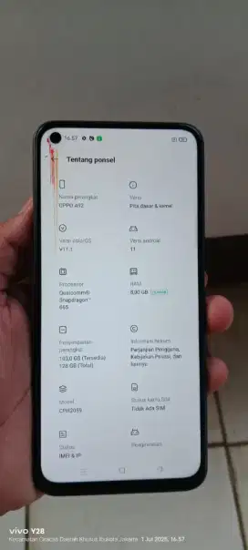 Opo. A92 resmi 8+5/128 mnus noda dkit sgel masih orian mlus