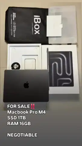 Macbook Pro M4 fulset garansi ibox panjang 14inch  1TB/16GB