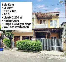 Jual Rumah 2 Lantai Solo Kota 200 Mtr dari Jln Slamet Riyadi SOLO