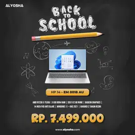 Laptop HP 14EM0018/0019AU AMD ryzen 5 7530 8/512 W11 ohs21