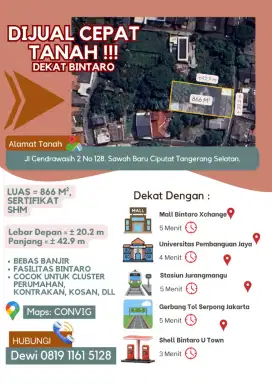 DIJUAL CEPAT TANAH DI BINTARO !!!