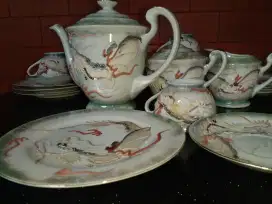Tea Set Keramik Mewah kuno Antik Satsuma Japan