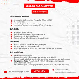 Loker Sales Marketing Perempuan di Central Led