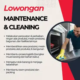 LOWONGAN KARYAWAN MAINTENANCE & CLEANING - WILAYAH KELAPA GADING JAKUT