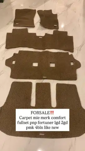 Carpet Mie merk Comfort for Fortuner 1gd 2gd