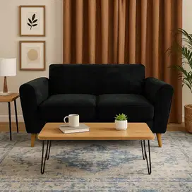 1 Sofa 2 Seater = Suede Maroon & Black