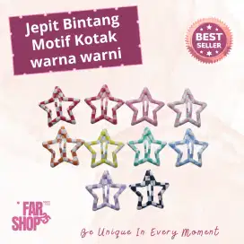 1 pcs Jepit Bintang Kotak Warna-warni bold pastel / colour star
