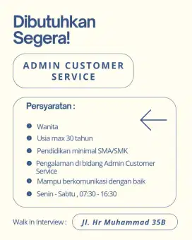 Di cari cepat admin customer service