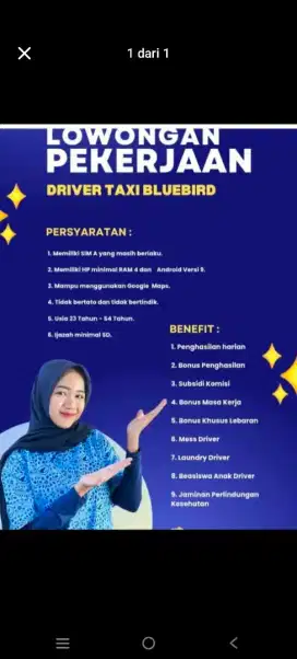 Lowongan driver/sopir/profesional