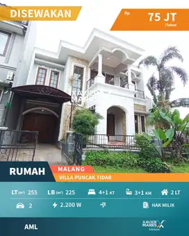 Disewakan Rumah Siap Huni Dekat Ma Chung di Villa Puncak Tidar Malang
