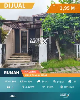 Dijual Rumah Dekat Elpico Mall di Villa Puncak Tidar Malang