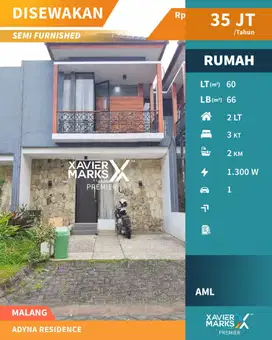 Disewakan Rumah Murah Semi Furnish di Adyna Residence Malang