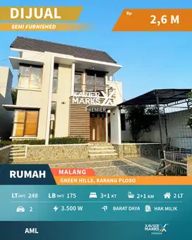 Dijual Rumah Semi Furnish Siap Huni di Green Hills Malang