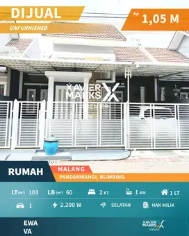 Dijual Rumah Minimalis Dekat Bandara di Pandanwangi Malang