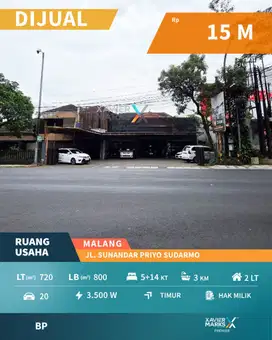 Dijual Ruang Usaha Strategis Nol Jalan Sunandar Priyo Sudarmo Malang