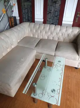 sofa L set meja