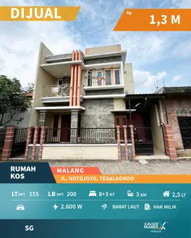 Dijual Rumah Kos Dekat Kampus di Tegalgondo Malang