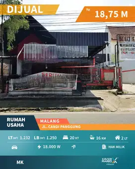 Dijual Rumah Usaha Selangkah ke Soekarno Hatta di Candi Panggung