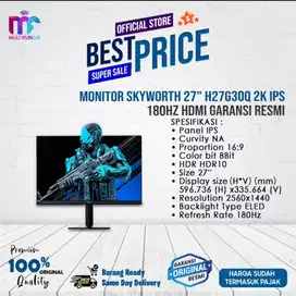 DIJUAL Monitor Skyworth 27 H27G30Q 2K IPS 180Hz HDMI Garansi Resmi