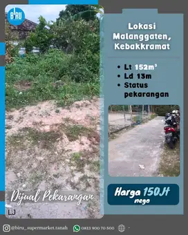 Tanah Pekarangan 150jt di Kebakkramat